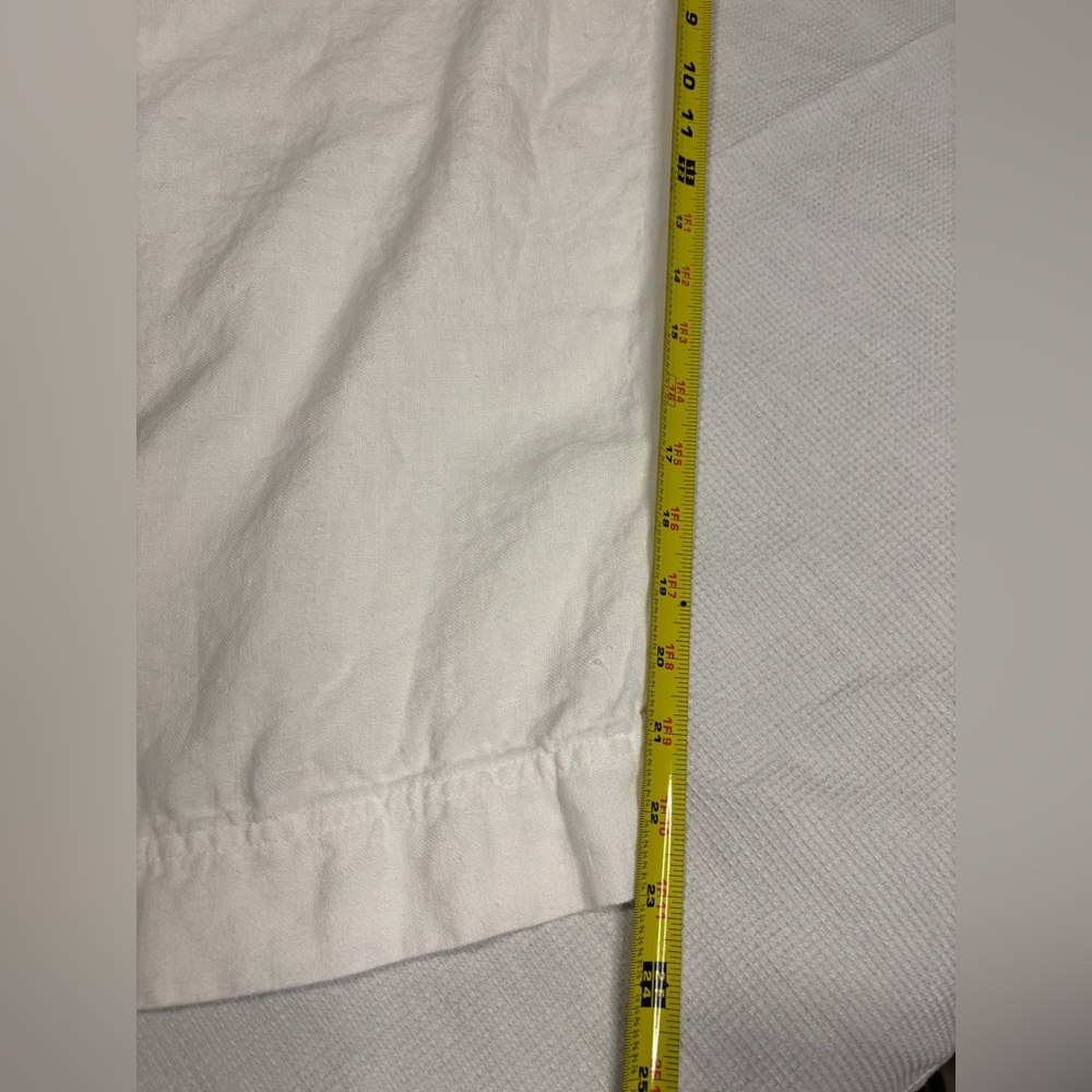 Talbots Pure Irish Linen Crop Pants Women Sz 16 White Lagenlook Beachy Classic - Picture 7 of 10